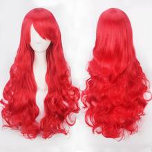 80 cm long curly wig Women burgundy red cosplay wigs Synthetic hair Halloween 80cm Long Wavy Red Wigs + wig cap 2024 - buy cheap