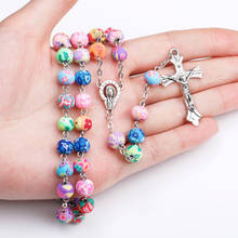 VILLWICE Colorful Beads Rosary Necklace Jesus Cross Pendant Virgin Mary Centrepieces Christian Catholic Religious Jewelry 2024 - buy cheap