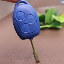 Abotoadura de chave remota para ford transit mondeo focus e connect, capa azul com 3 botões, lâmina sem cortes e substituição para carro 2024 - compre barato