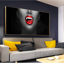 Póster nórdico moderno para decoración del hogar, pintura en lienzo con imagen HD Simple y Sexy de labios rojos, imágenes artísticas de pared para sala de estar 2024 - compra barato