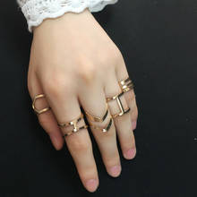 5 Pcs/ Set V chevron simple design Gold color rings for women geometric Irregular ring female Midi ring set 2024 - buy cheap