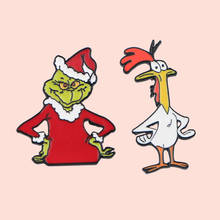 ZF2411 металлические эмалированные булавки и броши с изображением курицы в рождественском стиле для женщин и мужчин, булавка для лацкана, рюкзака, сумки, шляпы, значок в подарок 2024 - купить недорого