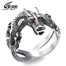 EyeYoYo Stainless Steel Dragon Ring Men Retro Style Dancing Jewelry #7~#12 2024 - buy cheap