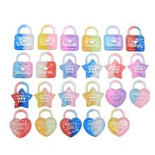 Gradient Colorful Pretty Girl Heart Luck Star I Love You Lock Key Resin Charms For DIY Craft Keychains Accessories 2024 - buy cheap