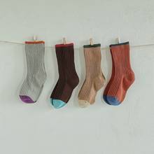 Kids Loose Socks Solid Color Baby Tube Socks Boys Girls Children Socks Cotton Vintage Retro Patckwork Baby Knee High Socks 1-8Y 2024 - buy cheap