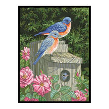Bem-vindo primavera kits de ponto cruz padrões pássaro impresso tela bordado conjuntos 11ct 14ct faça você mesmo bordado artesanato pinturas 2024 - compre barato