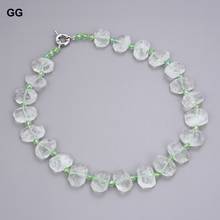 GuaiGuai Jewelry 19" Natural Prasiolite Green Amethyst Chunky Rectangle Necklace 2024 - buy cheap