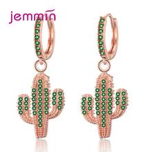 New Fashion Genuine 925 Sterling Silver Shinning Cactus Plant Fashion Dangle Earrings for Women Clear Cubic Zircon Jewelry 2024 - buy cheap