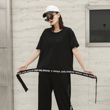 Женская футболка с коротким рукавом, однотонная черная футболка в стиле High Street в стиле панк-рок, летние топы в стиле Харадзюку, 210338 2024 - купить недорого
