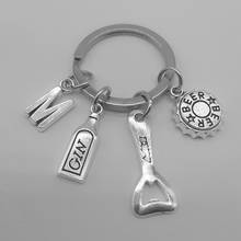 Bottle cap and corkscrew, cola alloy pendant charm letter A-Z key ring high quality gift for men 2024 - buy cheap