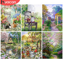 Huacan completo quadrado broca pintura com diamantes primavera paisagem diy 5d pintura diamante natureza mosaico árvore artesanato decoração da sua casa 2024 - compre barato