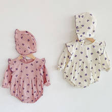 Novo bebê recém-nascido infantil meninas cereja impressão macacão roupas primavera crianças menina manga longa macacão roupas 2024 - compre barato