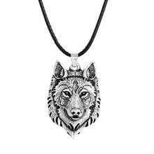 1Pc Creative Tibetan Silver Wolf Head Pendant Necklace Amulet Animal Fashion Men Gifts Jewelry 2024 - buy cheap