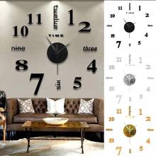 Frameless DIY Wall Mute Clock 3D Mirror Surface Sticker Home Office Decor 12-hour Display Wall Clock With Time Mark 50x50 CM 2024 - buy cheap