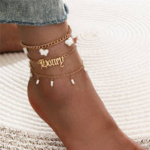 Yobest Bohemian Multilayer Butterfly Anklets Letter Honey Acrylic Alloy Anklet for Women Fashion Foot Chain Bracelet Jewelry 2024 - buy cheap