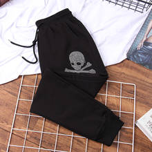 2021 new Spring and autumn Harem pants trend Women loose Fashion Skull pattern Hot Diamonds casual trousers Female sweat pants 2024 - buy cheap