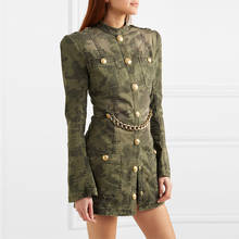 High street 2021 mais novo vestido de designer à moda feminina matel corrente militar uniforme camo algodão vestido 2024 - compre barato