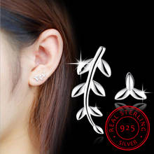 New Fashion 925 Sterling Silver Three Leaves Asymmetrical Stud Earrings brincos For Women Summer Fine Jewelry S-E186 2024 - buy cheap