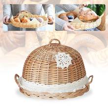 Handmade Bamboo Food Fruit Wicker Rattan Basket Round Picnic Bread Cover Pizza Plate Tray With Lid Kitchen Storage Organizer 2024 - buy cheap