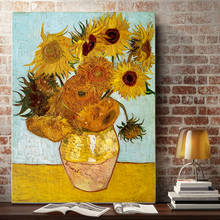 Jarrones de girasoles de Vincent Van Gogh, póster Vintage de naturaleza muerta, arte de sala de estar, lienzos para decoración de pared, impresiones para el hogar 2024 - compra barato