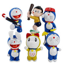 Bonecos de brinquedo doraemon doraemon dorami nobita nobi, 5-6cm 6 estilos anime doraemon jogos de beisebol ver. Boneco de pvc para presente 2024 - compre barato
