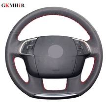 DIY Hand-stitched Black Artificial Leather Car Steering Wheel Covers Case for Citroen C4 C4L 2011-2015 DS4 2024 - buy cheap
