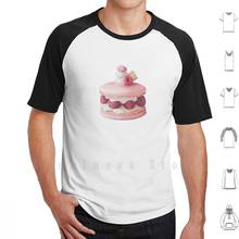 Camiseta de Raspberry Macaron de gran tamaño, 100% algodón, arte de comida Macaron, comida de frambuesa, Om Nom 2024 - compra barato