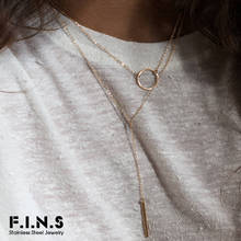 F.I.N.S-collar minimalista en capas de acero inoxidable para mujer, colgante de barra circular, Gargantilla, joyería de moda 2024 - compra barato