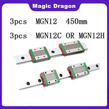 Carril lineal de 12mm para eje CNC XYZ, carro lineal largo de alta calidad, MGN12 L = 450mm, + MGN12C o MGN12H, 3 uds. 2024 - compra barato