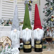 Подарок на Новый год Санта Клаус бутылки вина Пылезащитный чехол Рождественский Noel рождественские украшения для дома с утолщённой меховой опушкой, декор для обеденного стола 2024 - купить недорого