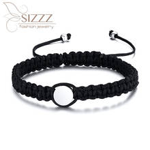 Sizzz pulseira trançada de nylon, acessório de aço inoxidável com corda preta para homens e mulheres, novidade, 2020 2024 - compre barato