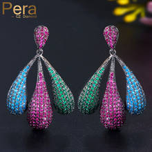 Pera 2020 New Arrival Micro Full Colorful Cubic Zirconia Pave Delicate Large Dangle Earrings for Women Summer Party Jewelry E560 2024 - buy cheap