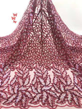 Новое поступление африканская кружевная ткань 2021 высокое качество Жанна д 'Арк» французское кружево ткань и блестками в нигерийском стиле Вечерние Платье FJ3698 2024 - купить недорого