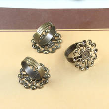 Sessenta towfish 200 peças 23mm bronze antigo redondo flor padrão anel base configurações moda anel jóias acessório 2024 - compre barato