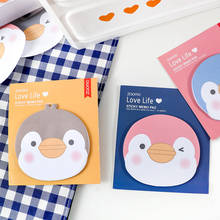 Bloc de notas adhesivas con dibujos de pingüino Kawaii, suministros de papelería para oficina y escuela, autoadhesivo, 2021 2024 - compra barato