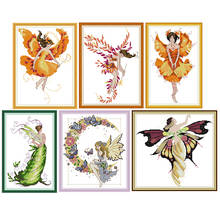 Joy Sunday cross stitch patten butterfly fairy handmade cartoon cross stitch DMC 14CT printed canvas embroidery needlework kit 2024 - buy cheap