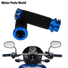 Manopla de borracha para guidão de motocicleta, manopla azul cnc de 1, 25mm para harley touring, dyna sportster xl softail 2024 - compre barato