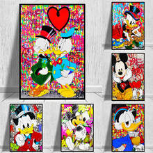 Disney Mickey Mouse and Donald Duck Canva Painting Street Graffiti Art Poster and Print Wall Art Picture Cuadros for Living Room 2024 - buy cheap