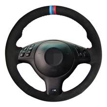 Car Steering Wheel Cover Hand-stitched Black Genuine Leather Suede For BMW E46 M3 E39 330i 540i 525i 530i 330Ci 2001 2002 2003 2024 - buy cheap