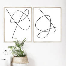Arte de desenho de linha abstrata moderna, impressão de arte com imagens preto e branco, minimalista para parede, pintura em tela, poster escandinavo, decoração de casa 2024 - compre barato