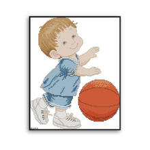 Joy Sunday Cross Stitch Patterns Basketball Baby 14CT 11CT Counted Printed Cross Stitch Kits Handmade Embroidery Needlework DIY 2024 - buy cheap