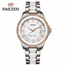 NAKZEN Top Luxury Brand Quartz Watch Women White Wristwatch Stainless Steel Clock Fashion Business Ladies Watches Montre Femme 2024 - buy cheap