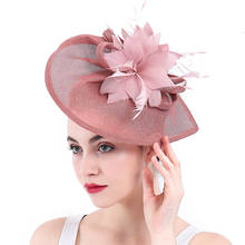 Diademas de moda para mujer, sombreros Fedora de marfil para boda, horquillas, accesorios para el cabello de plumas con malla de plumas 2024 - compra barato
