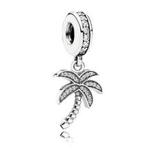 Colgante brillante de palmera para pulsera Pandora, colgante de plata S925 auténtica, joyería artesanal 2024 - compra barato