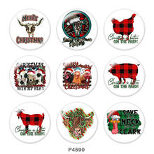 Vaca animal do natal 12mm/18mm/20mm/25mm/30mm redondo cabochão de vidro liso voltar fazendo descobertas botão snap jóias p4590 2024 - compre barato