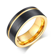 High Quanlity Male Balck & Gold Color Tungsten Steel Wedding Ring Mens Tungsten Carbide Jewelry 8MM 2024 - buy cheap