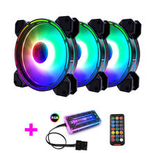 Coolmoon-ventilador rgb com controle remoto, silencioso, 120mm, gabinete para computador, cooler e radiador 2024 - compre barato