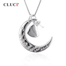 CLUCI-Colgante de media luna con forma de corazón para mujer, de plata 925 auténtica, regalo de San Valentín, joyería para amor SP449SB 2024 - compra barato