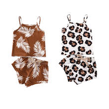 0-24m bebê infantil meninas leopard outfits sem mangas colete tops shorts conjunto 2 peças roupas 2024 - compre barato