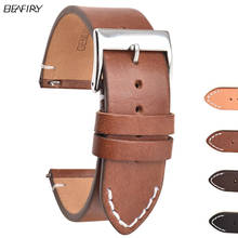 BEAFIRY Fashion Genuine Leather Watch Band 12mm 14mm 16mm 18mm 20mm 22mm 24mm Quick Release Watch Straps Watchbands Belt Brown 2024 - buy cheap